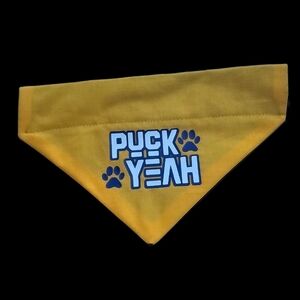 Yellow Puck Yeah Hockey Pet Bandana